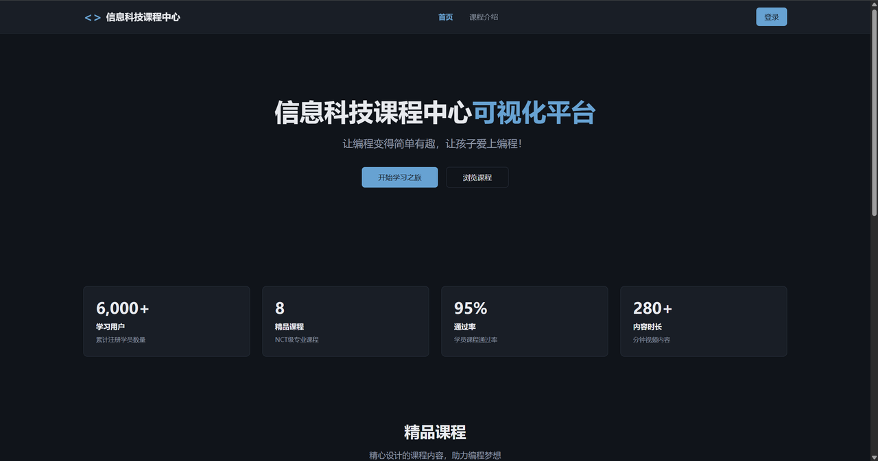 Homepage prototype of the Information Technology Course Center